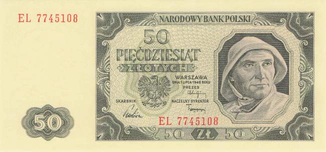 50 Zloty Polen p138 1948